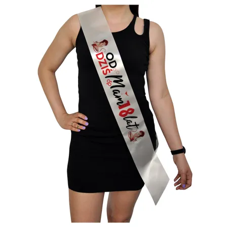 Szarfa ECRU Osiemnastka Od dziś mam 18 lat